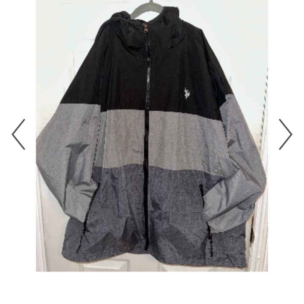 US Polo Assn. Mens Black and Gray Zip Up Rain Hoodie size xxl p3 - Picture 3 of 8